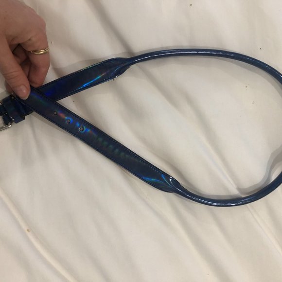 Alexander McQueen Blue iridescent Leather Belt main image 4